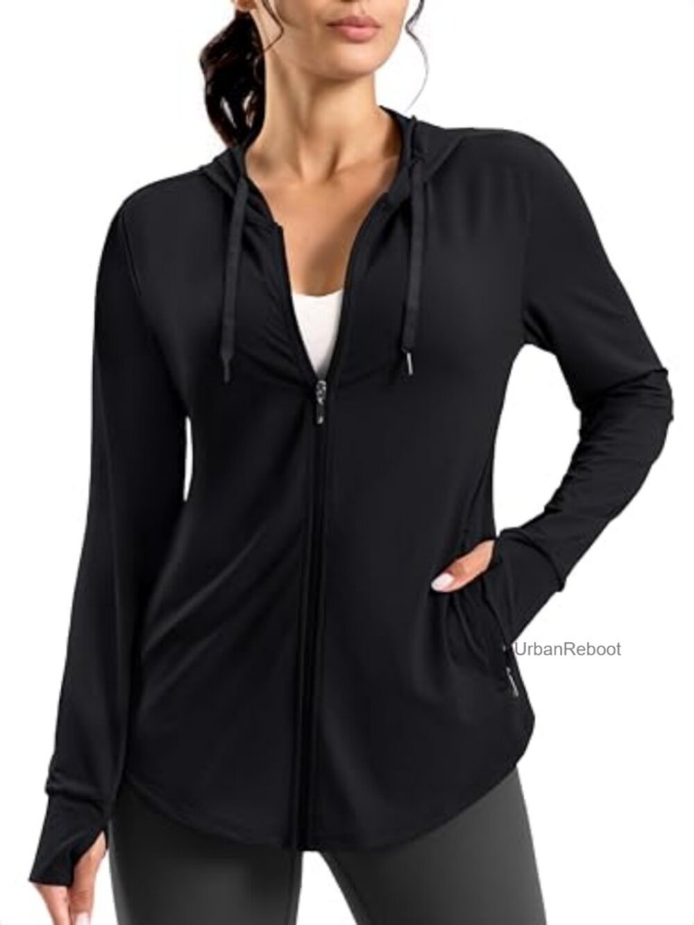 Women's Lightweight UPF 50+ Zip Up Sun Protection Hoodie Jacket with Pockets